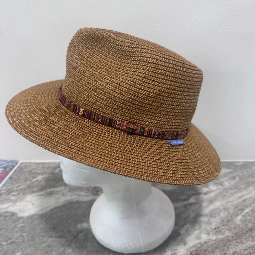 Wallaroo Hat Company Sedona Brown Straw Fedora Sun Hat Adjustable Packable